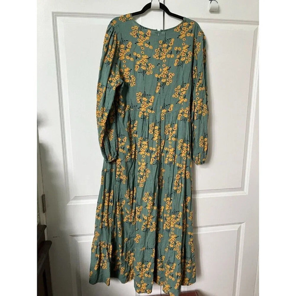 Zanzea Green Floral Tiered Maxi Dress Long Modest - Picture 6 of 7